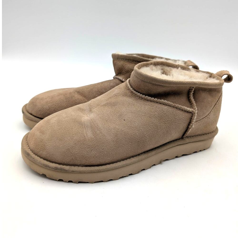 UGG Classic Ultra Mini Sheepskin Winter Boots Women's Taupe Size US8 EU39